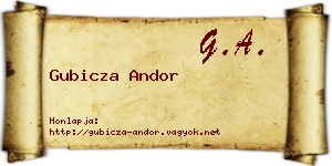 Gubicza Andor névjegykártya